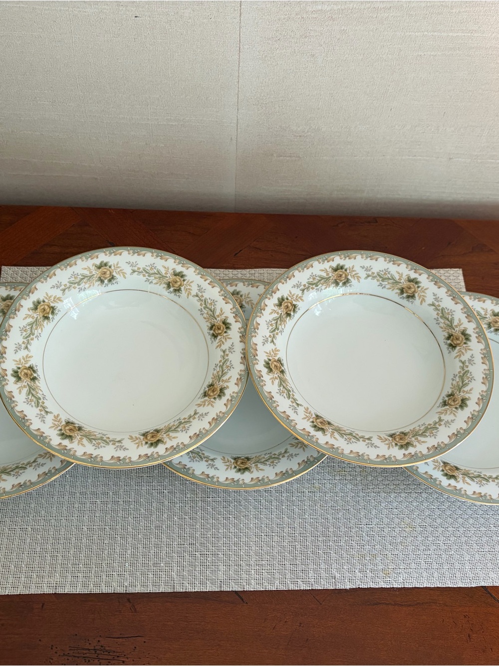 Vintage Noritake Brunswick Pattern Soup Bowls - Set of 5, Yellow Rose Bowls